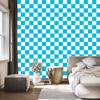 Checkerboard Wallpaper Turquoise and White for Living Room and Bedroom 50x1000
