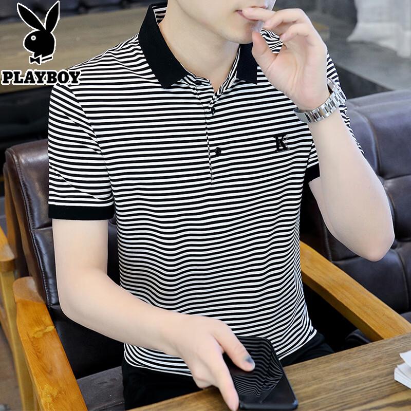 PLAYBOY Men s 2026 Summer Striped Short Sleeve Polo Shirt 3XL