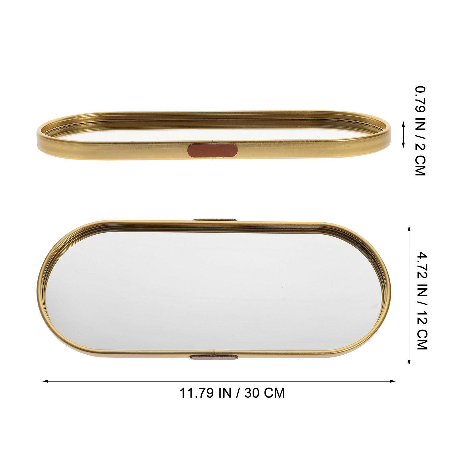 

Mirror Jewelry Tray Elegant Chic Design Space-Saving Desktop Dresser Decorative Storage Holder for Rings Necklaces Earrings золотистый