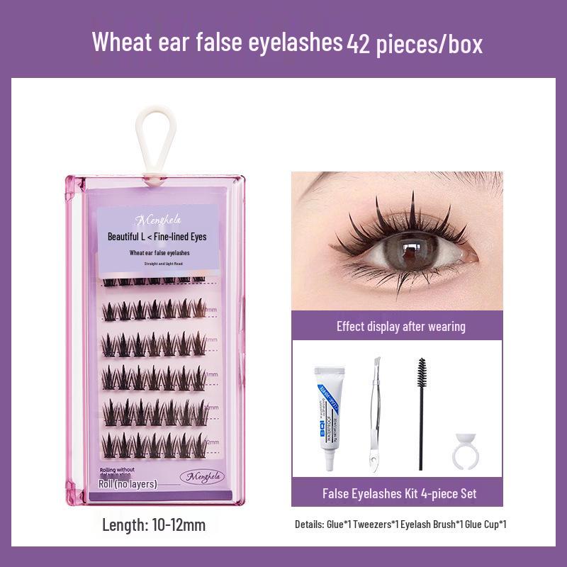 Menghela Big Eye Natural Curled False Lashes - Thin Stem Single Cluster for Lengthening