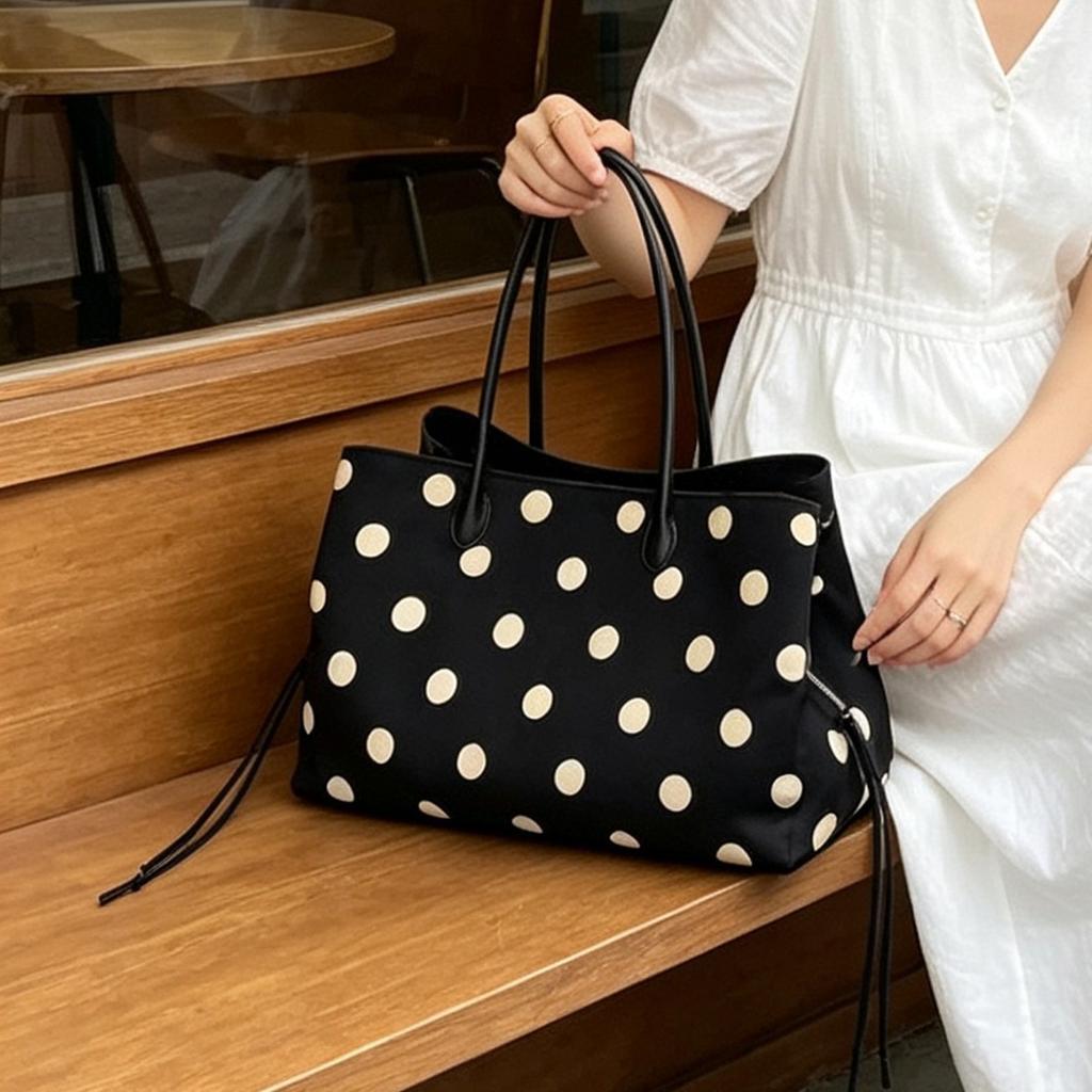 Large Capacity Handbag - Dotted Tote Bag - Simple and Fashionable Single-shoulder Bag for Daily Use