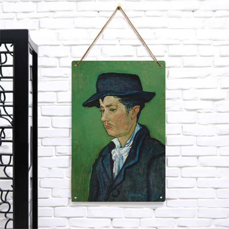 

Van Gogh Style Portrait Custom Metal Tin Painting Home Wall Decor Art Hanging Living Room Foyer Mural 7.9x11.8In(20x30cm)