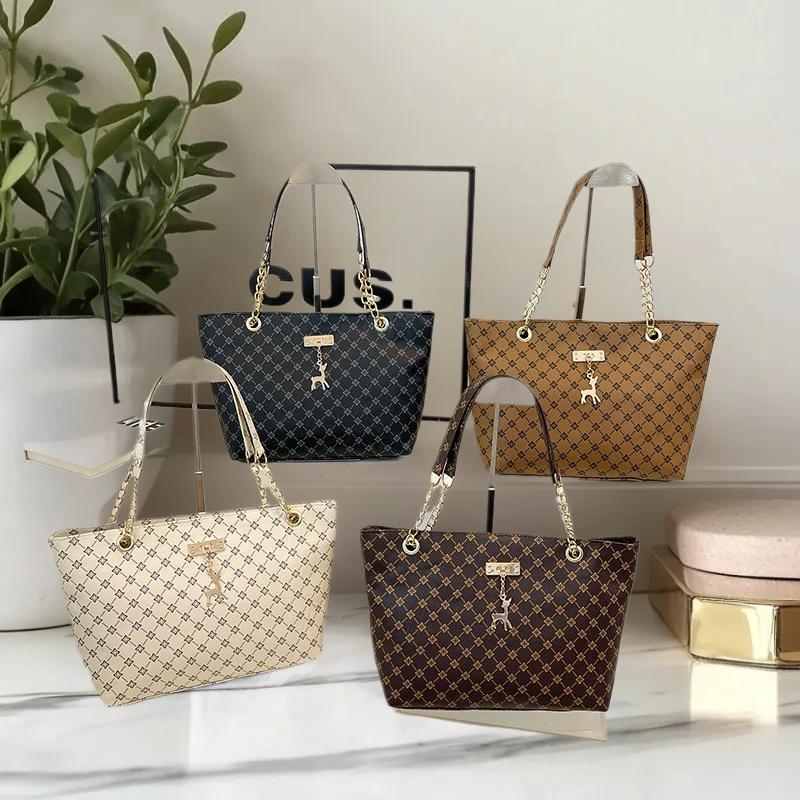 Retro Monogram Tote Bag Vintage Shoulder Handbag for Women Casual Daily Use Commute Travel Fashion Purse