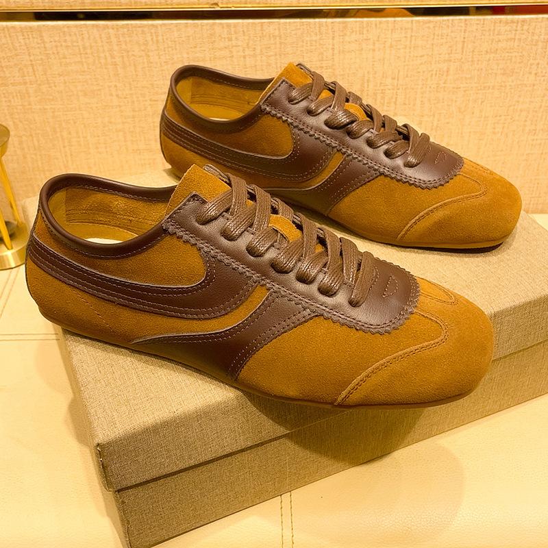 New retro fashion four seasons high quality first layer cowhide flat bottom trend versatile Forrest Gump shoes comfortable men's board shoes