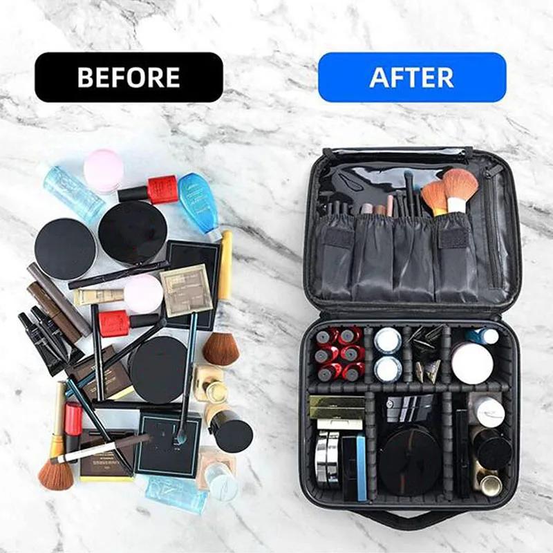 Makeup Case Large Makeup Bag Professional Train Case Travel Cosmetic Organizer Brush Holder Waterproof Makeup Artist Storage Box