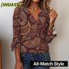 Women's Fashion Casual Long Sleeve V Neck Blouses & Shirts