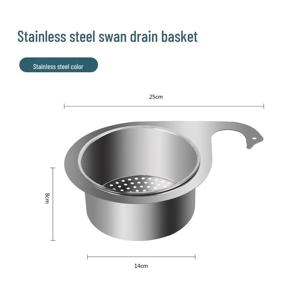 Swan Stainless Steel Hangable Drain Rack for Kitchen Sink - Punch-Free Dry/Wet Separation Filter Basket
