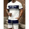 Men's Summer Short-Sleeve and Shorts Set Stylish Lightweight Round-Neck T-Shirt and Breathable Athletic Shorts Two-Piece Set