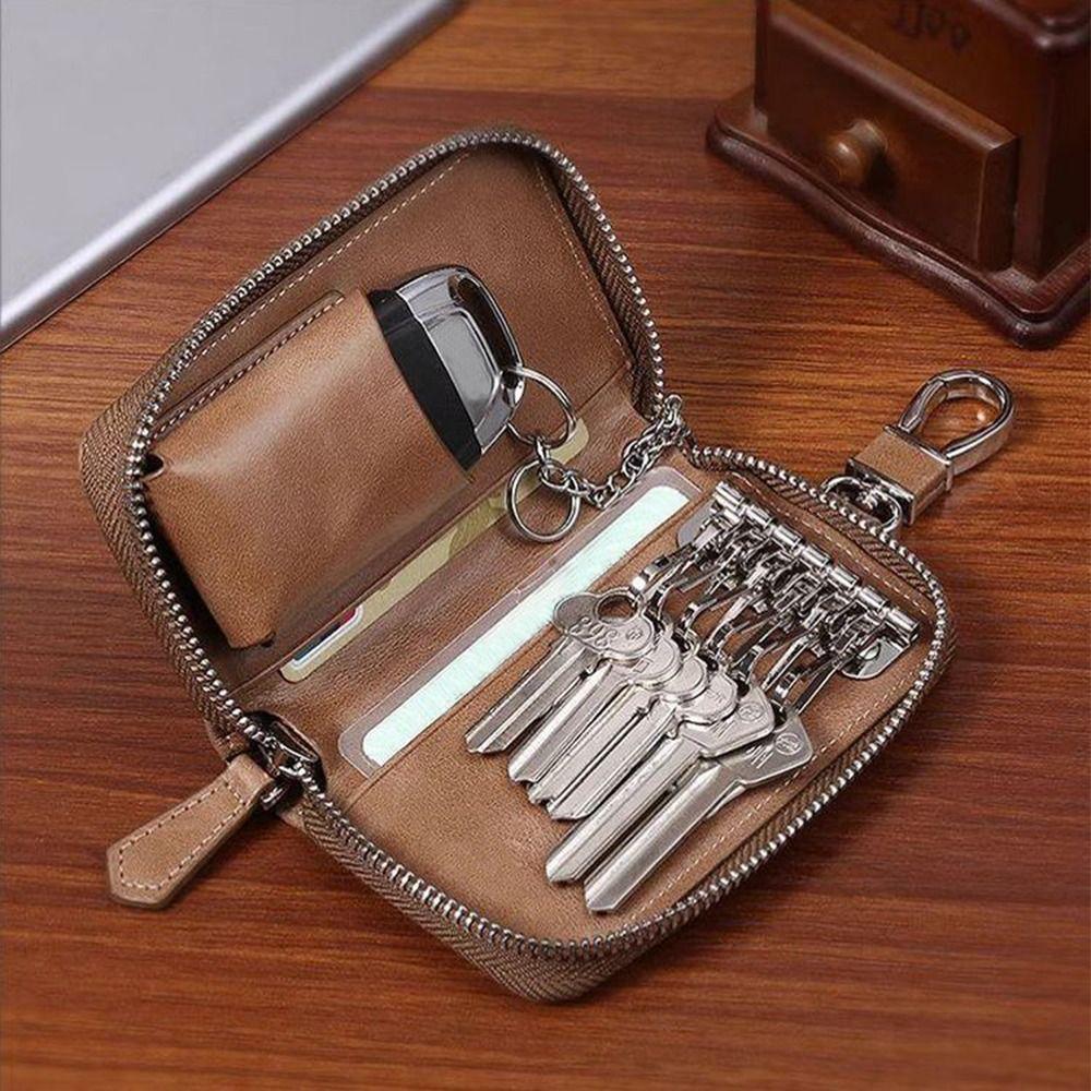 PU Leather Key Organizer Pouch Fashion Key Storage Organizer Car Key Wallet Commuting Use