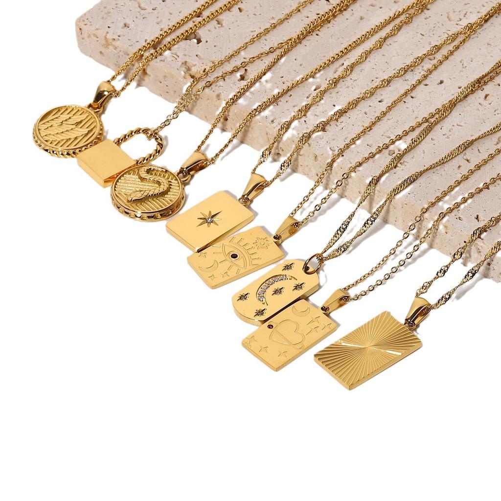 2026 Newest 18K Gold Stainless Steel Pendant Necklace Fashionable Waterproof Hypoallergenic Geometric Design Unisex for Wedding