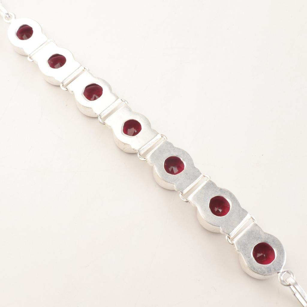 Natural Pink Rubellite Gemstone Handmade 925 Sterling Silver Jewelry Bracelet 9" RB-7-7