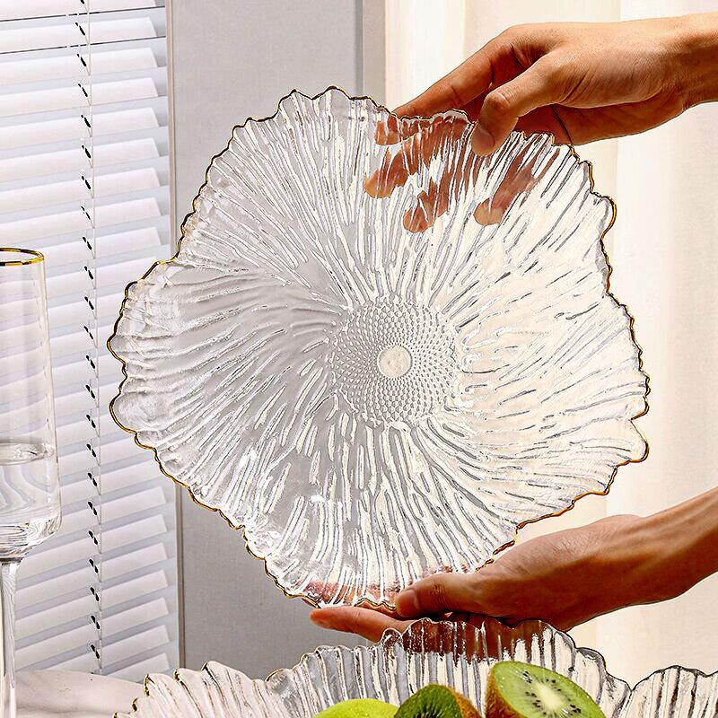 Petal-Shaped Glass Fruit Tray Set
