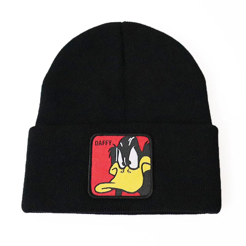 

Cartoon animation DAFFY DUCK Daffy Duck Animal Knit Hat Woolen Hat Hip-Hop Ski Pullover Hat Adjustable чёрный