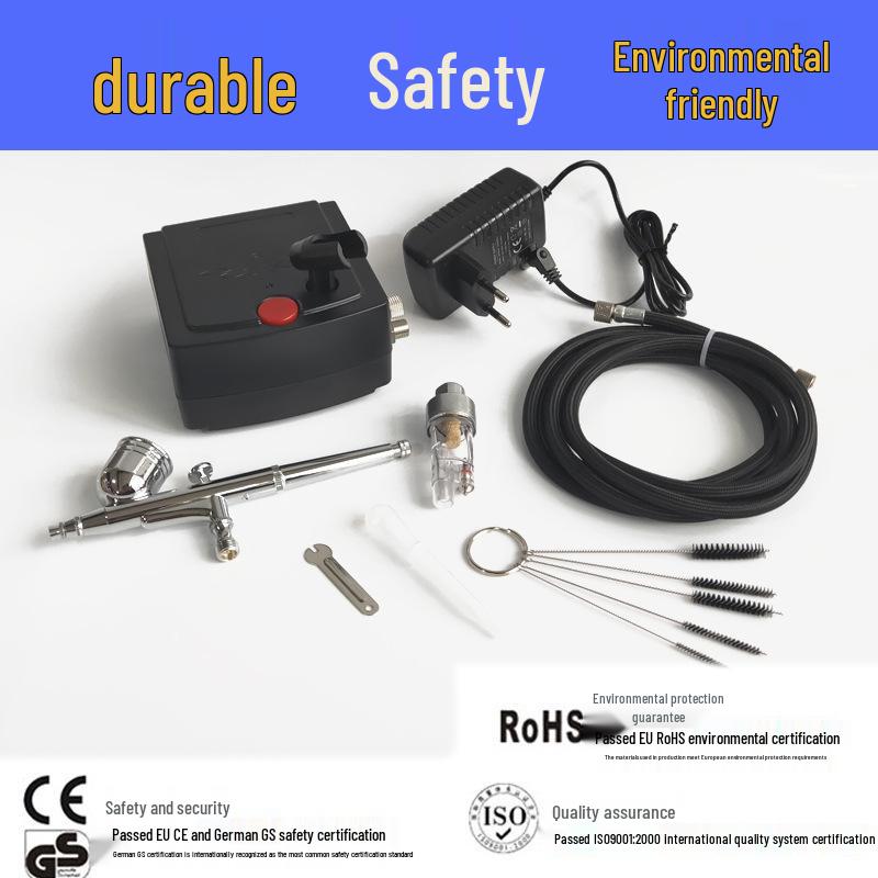 WZ100 Airbrush Compressor Set - Mini Plug-in Turtle Pump for Car, Furniture, and Model Touch-ups