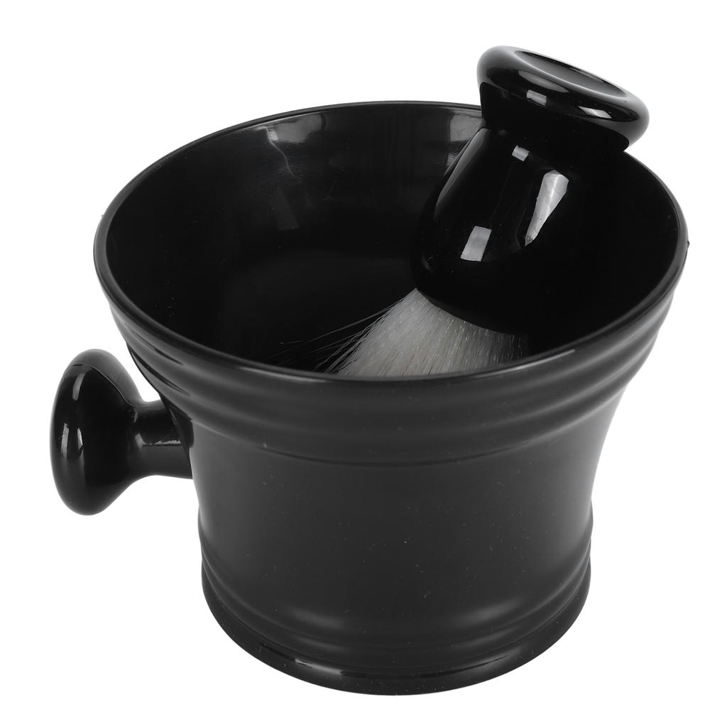 Beard Lathering Brush with Stand Bowl 3 in 1 Soft Nylon Hair Residuals Removal Quick Dry Foam Brush Stand Bowl