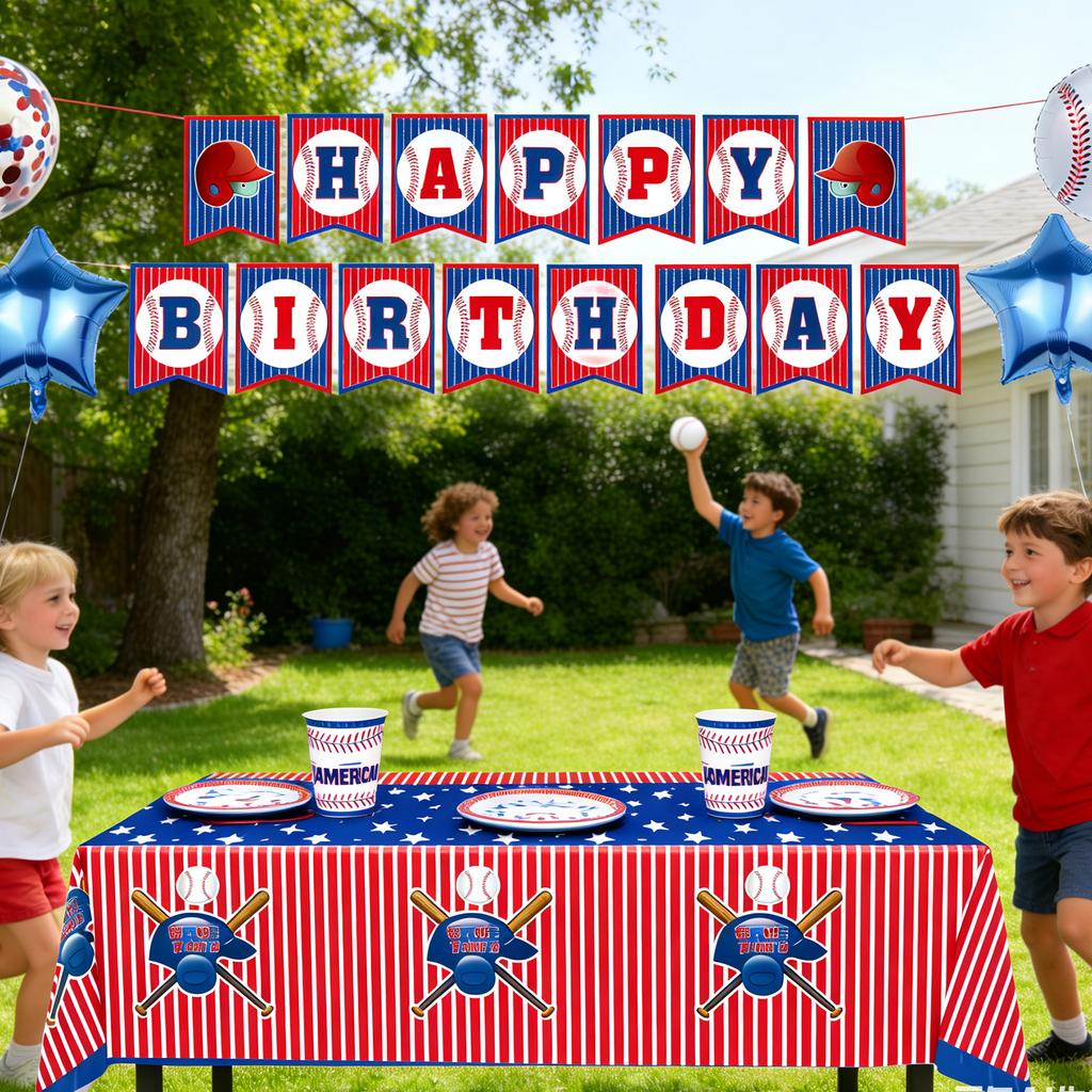 Sports Ball Baseball,themed Party Decorations Birthday Party Paper Plates Paper Cups Banner Decorations
