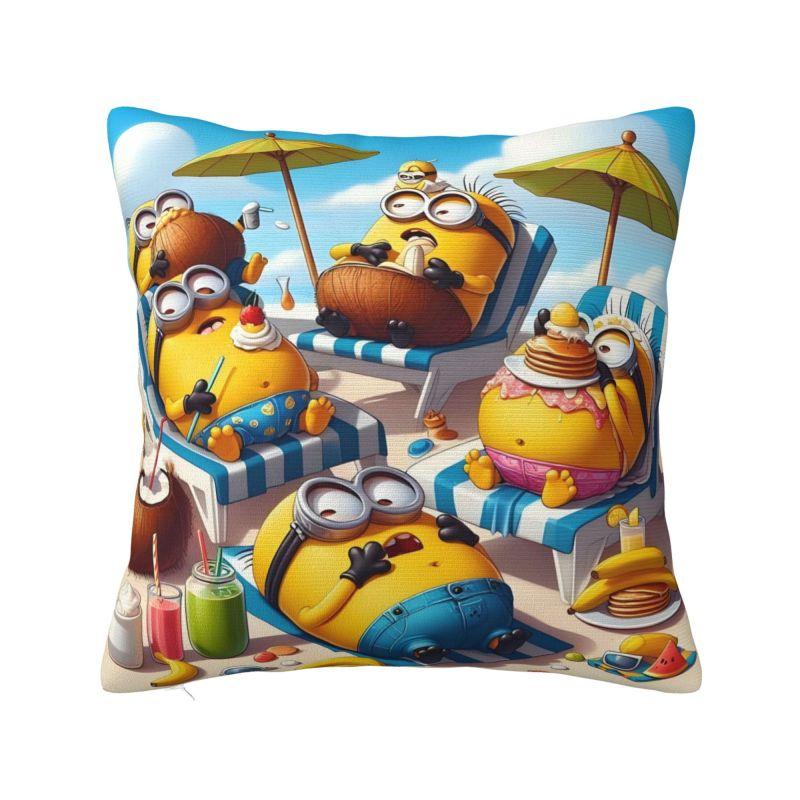 

Custom The Rise Of Gru Minions Film Pillow Covers for Living Room Anime Cute Cartoon Luxury Cushion Cover Square Pillowcase 18x18Inch
