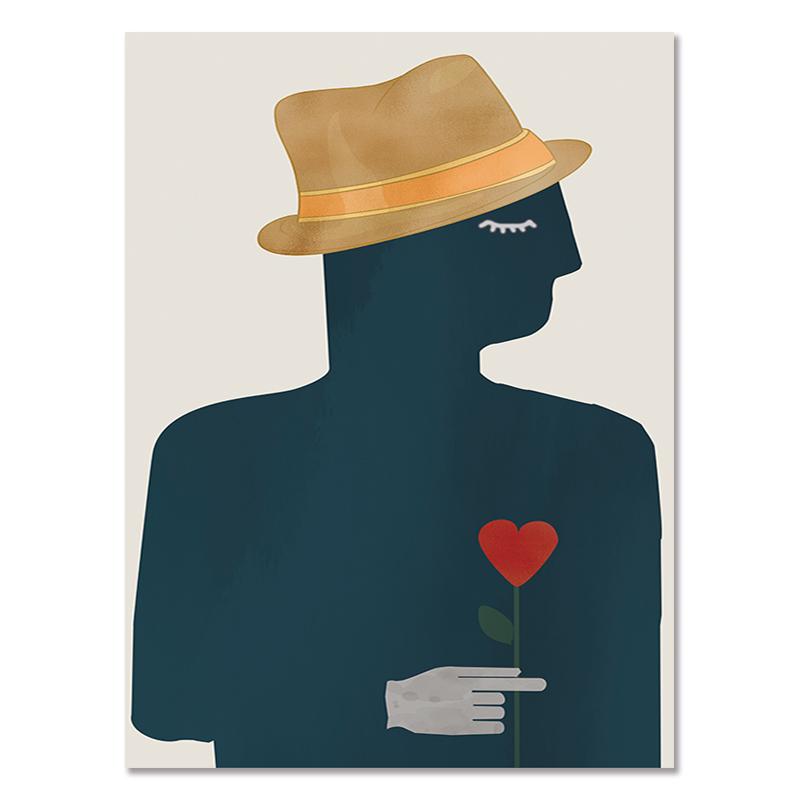 Abstract Flowers Girl Hair Wall Art Canvas Painting Bird Nordic Poster Art Prints Wall Pictures for Living Room Vintage