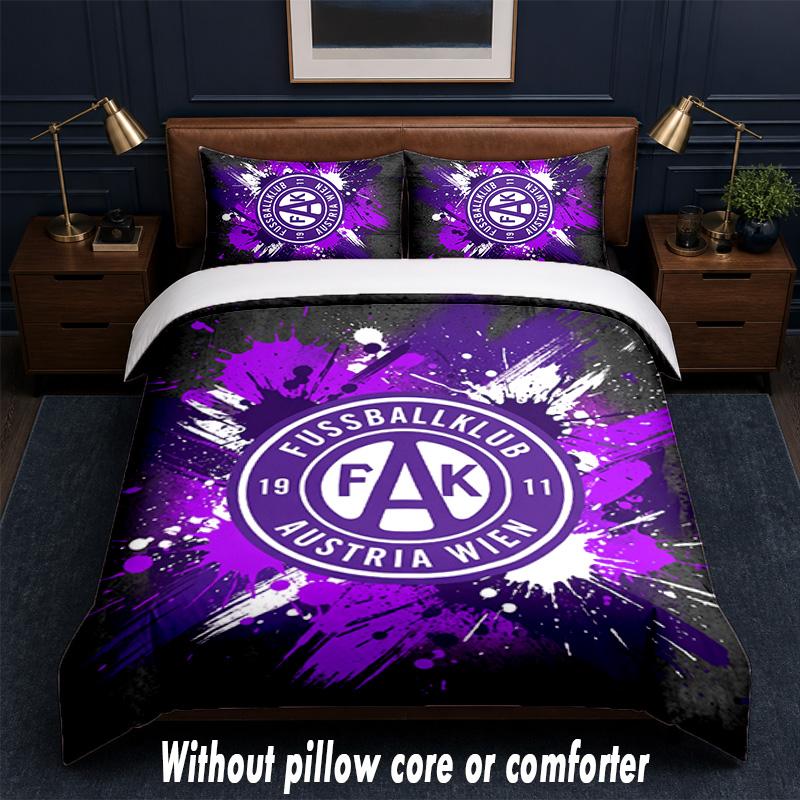 Austria Wien FC Design Bed Bedding Set 1 Duvet Cover + 2 Pillowcases Soft Breathable Household Bed Linens