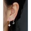Asymmetrical Star Moon Earrings Women Sterling Studs Fashion Trendy Ear Cuffs