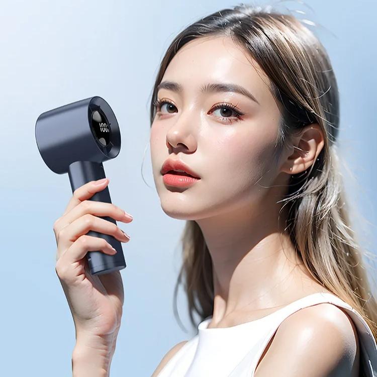 Portable Ice Cooling Mini Handheld Fan 100 Speeds Powerful Fan High-speed USB Rechargeable Cooler with Phone Stand
