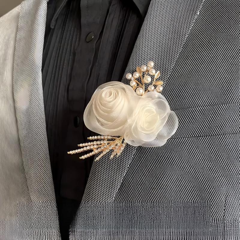 Korean Style Wedding Wrist & Boutonniere Floral Bracelets for Bridesmaids & Groomsmen