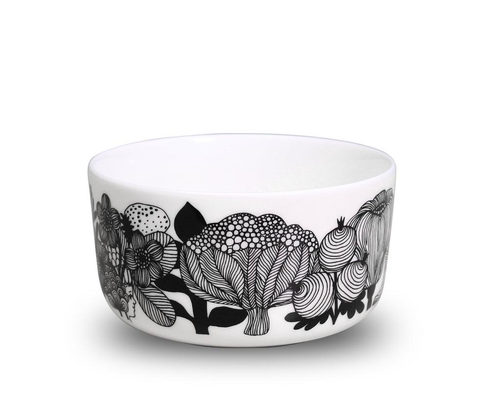 Marimekko Siirtolapuutarha White and 068424 096 Bowl, 12.5cm, 500ml, Black, [Used]