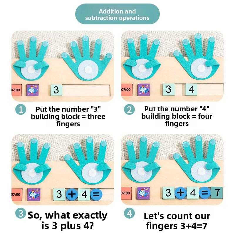 Wooden Finger Numbers Counting Stick Math Toy Kids Early Educational Palm Learning Board Aids