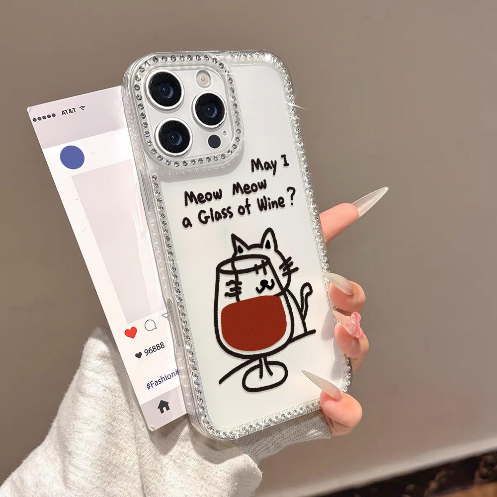 Bracelet Chain Phone Case For iPhone 17 16 15 13 14 for 17Air 17 12 14 16 Pro 17 14 16 Pro Max Sparking Diamond Cute Pattern Hard Cover With Lanyard