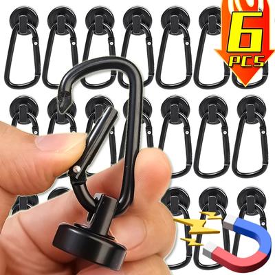 1/6 STUKS Karabijnhaak Magnetische Haken Sterke Neodymium Magneet met Draaibare Karabijnhaak Heavy Duty Keuken Badkamer Hangende Magnetische Haak