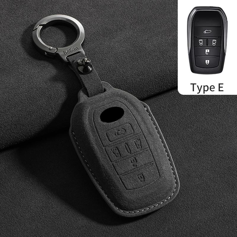 Car Key Case Cover for Toyota Alphard Crown Vellfire Previa Suede Cars Smart Remote Key Case Shell Garnish Accessories