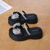 CRLAYDK Women's Slippers Strap Rhinestone Sandals Slip On Outdoor Summer Ladies Platform Shoes Walking Casual Travel Slides