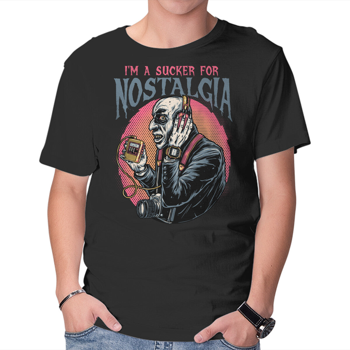 Unisex Crew Neck T-Shirt Nostalgic Vampire Graphic Short Sleeve Casual Tee XXXXL