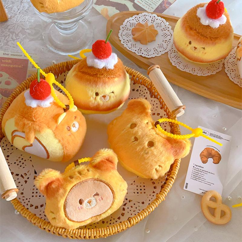 Baking Cakes Plush Toy Keychain Cartoon Pudding Soft Stuffed Doll Pendant Car Key Ring Backpack Bag Decor Kid Gift