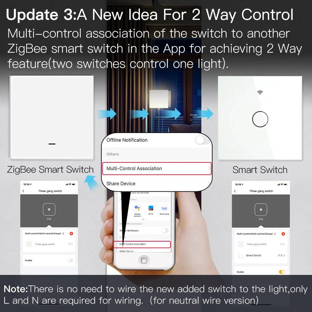 Melery ZigBee Smart Light Switch Push Button Wall Interruptor Inteligente Tuya SmartLife App 2 Way Remote By Alexa Google Home