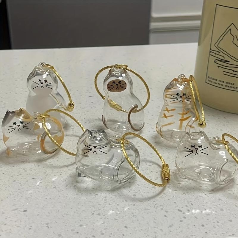 1PC Memorial Pet Fur Storage Pendant Transparent Cat Storage Keychain Cat Hair Preservation Keyring Accessory Cat 5x4cm
