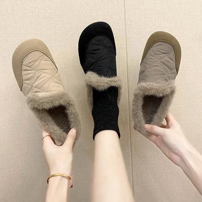 Shoes for Women Plush Loafers Comfort Women's Flats Shoes Solid Round Toe Soft Women's Shoes New Mother's Single Shoe Zapatillas
