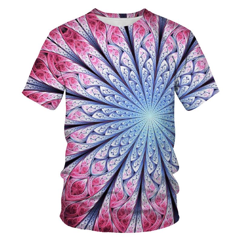 Summer Men's Fashion Fun Geometry Pattern 3D Printed T-shirt Loose Breathable Oversized Casual Sports Versatile Round Neck Short Sleeved T-shirt