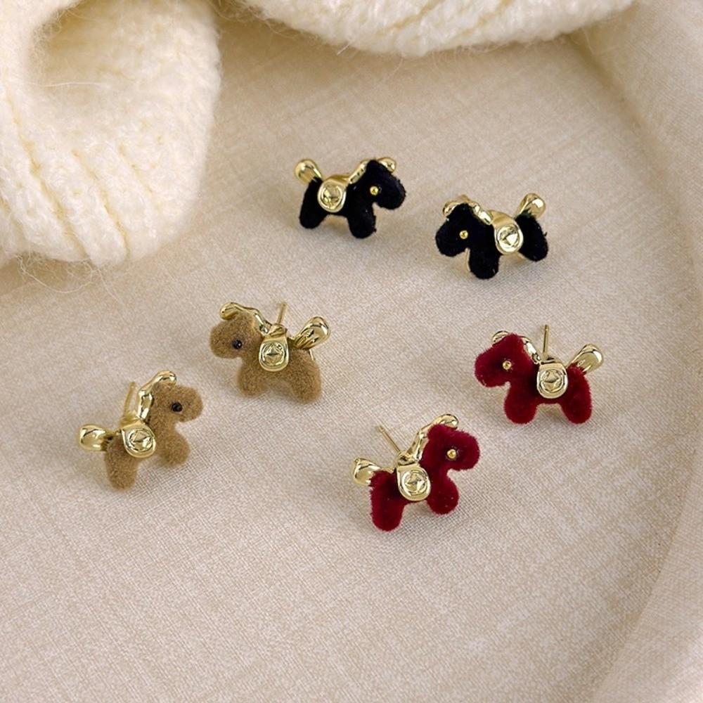 Good Luck Chinese Horse Stud Earrings Cartoon Zodiac Horse Pony Earrings New Year Gift