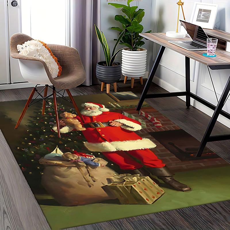 Christmas Santa Claus Chair Mat - Anime Cartoon Design, Non-Slip Carpet for Office, Home Decor, Living Room, Bedroom, Gaming Room & Dormitory.R045