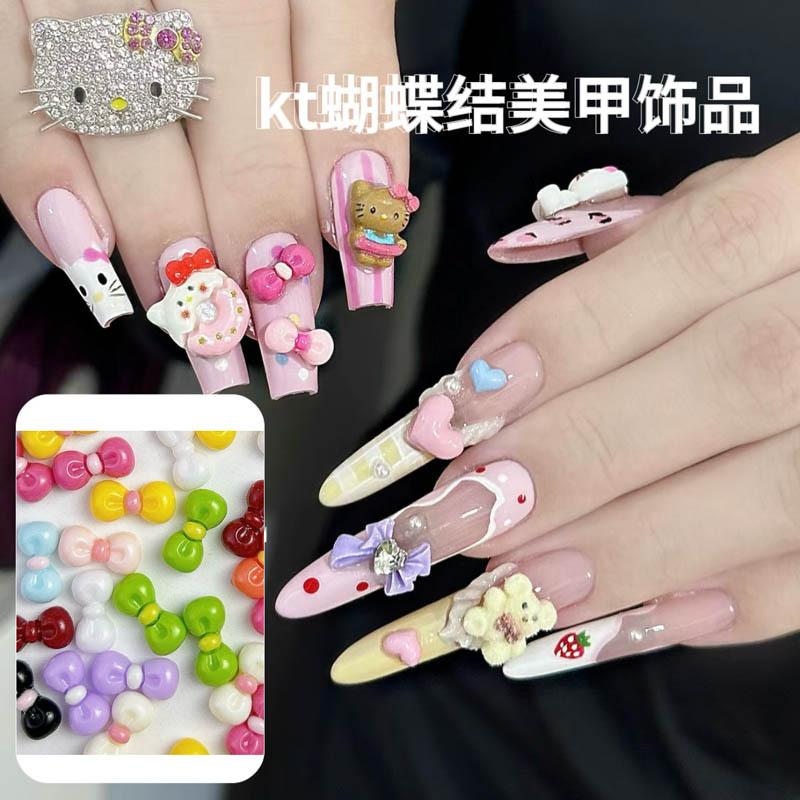 New Resin kt Bowknot 10*5mm Colorful Nail Art Accessories Nail Phone Case Hairpin Decoration DIY