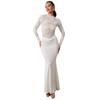 Spring Lace Long Sleeve Solid Color Sexy Slim Fit Base Layer One Piece Clothing Women Fashion Elegant Beach Vacation Casual Wear