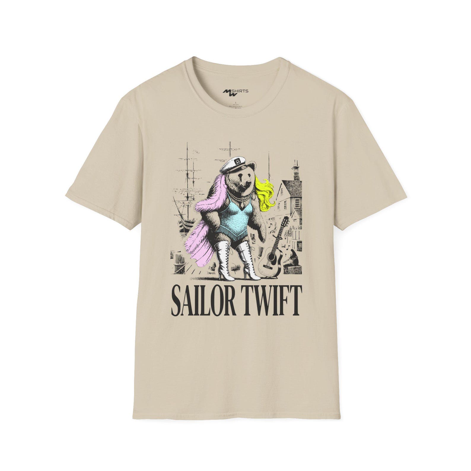 Sailor Twift: Bear of the Harbor/ Whimsical Nautical Humor/ Unisex Softstyle T-Shirt 2XL