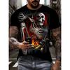 Men's Horror Skull Print T-Shirt 3D Print Vintage O-Neck Short Sleeve Fashion T-Shirts Men's Summer Street Clothing