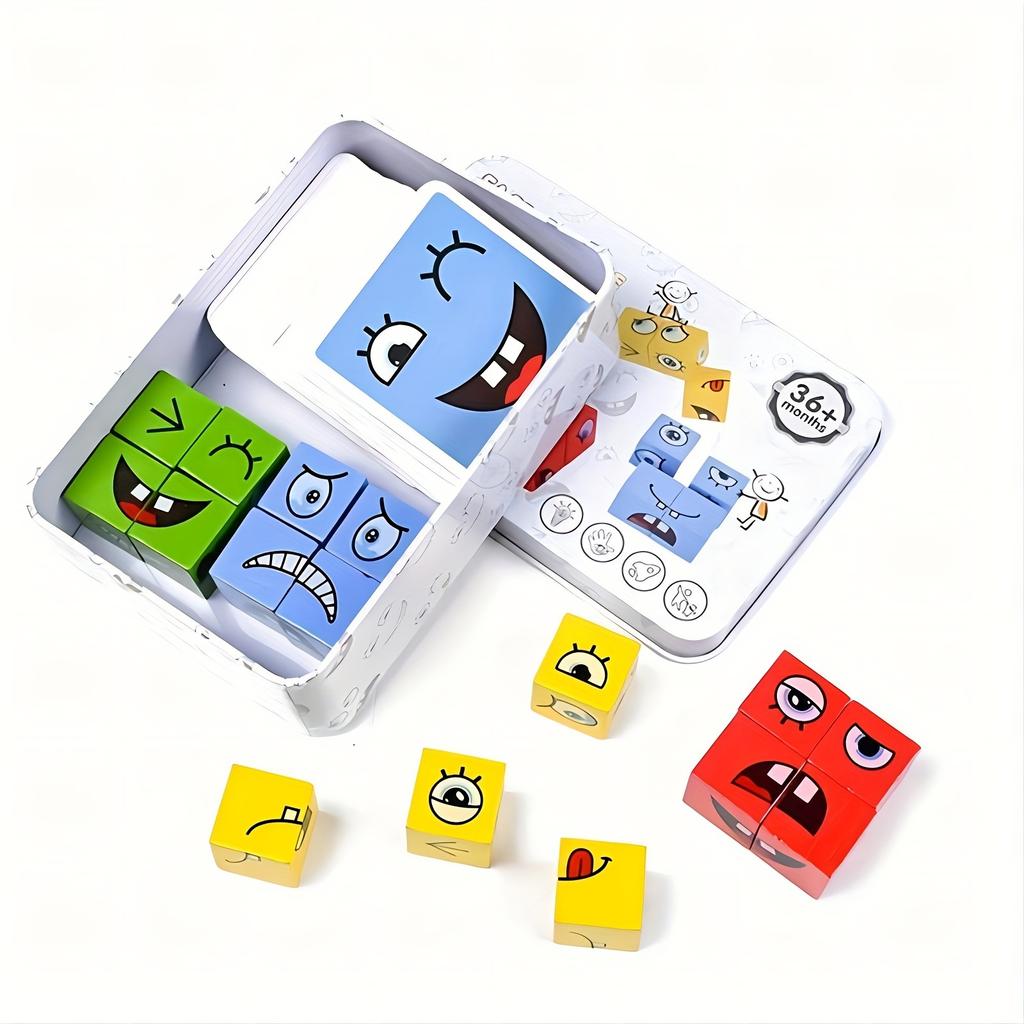 Youngsters's Wooden Four Person Battle, Face Changing Facial Expressions, Magic Cube Building Blocks, Wooden Interactive Games, Parties, Competitions