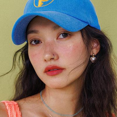 PSUCHE WASHED LOGO BALL CAP_ DENIM BLUE