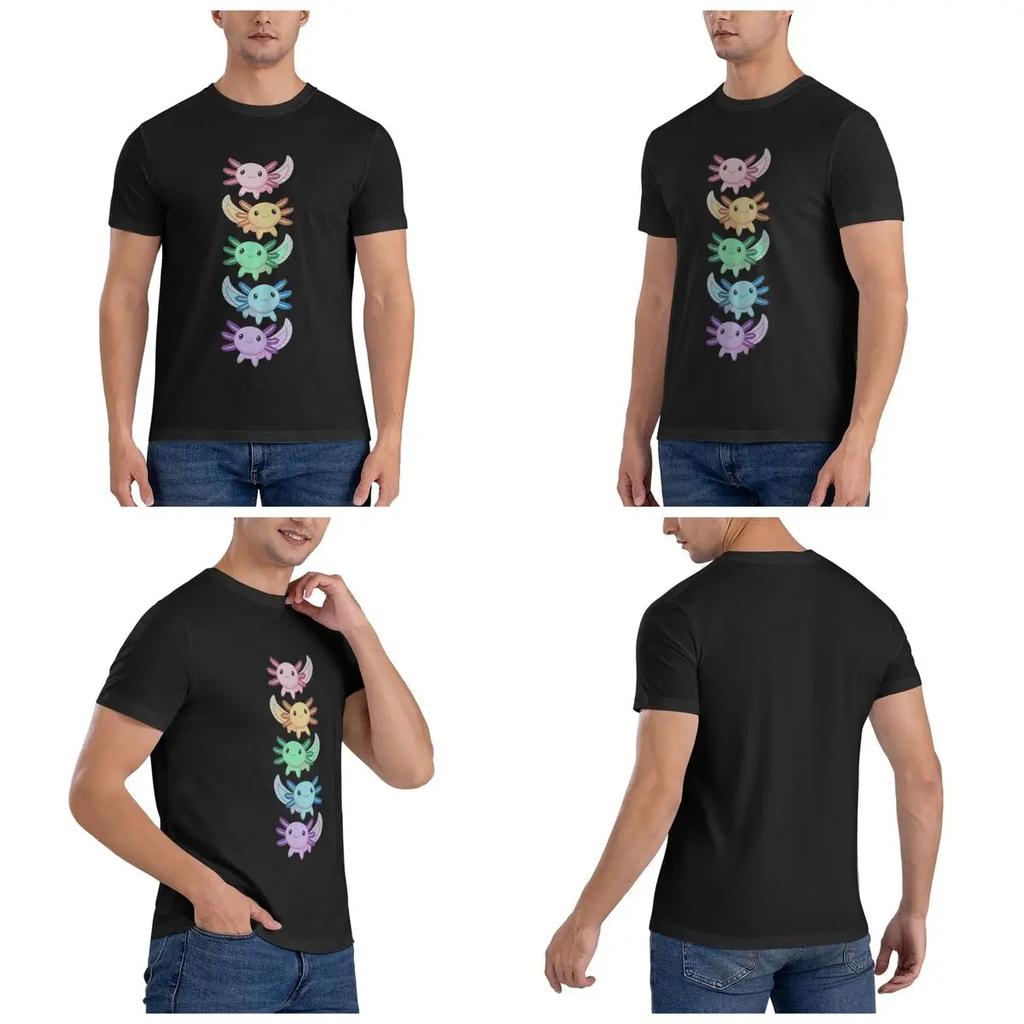100 Cotton Rainbow Axolotl Tshirt Unisexs Classic Oversized T Shirt Unisex Crew Neck Summer Shirts Tops S6xl