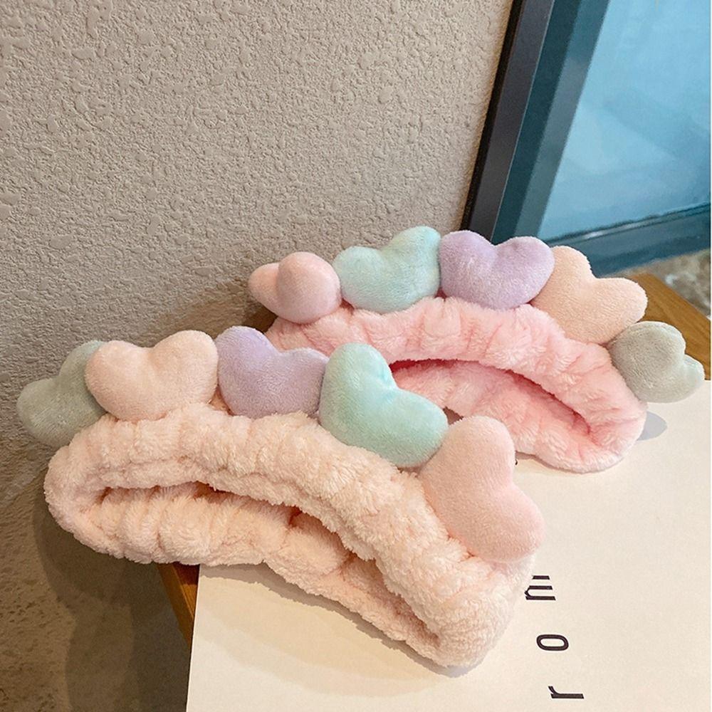 Non-Slip Love Women Hair Accessories Cartoon Plush Headband Wash Face Hair Band Elastic Hair Turban