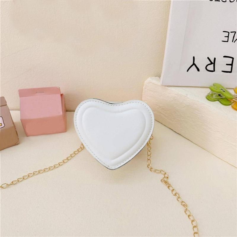 Mini Neuheitstasche Herzdesign PU Weiß Modisch Valentinstag, Modische Herzgeldbörse, Passt perfekt zum Valentinstags-Kleid