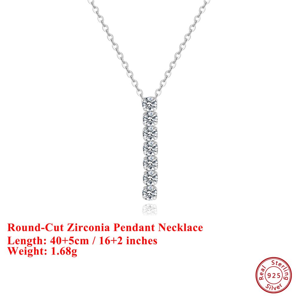 EFFIE QUEEN 100% S925 Silver 14k Gold Round Cut Zirconia Pendant Necklace Trendy Jewelry for Women Wedding Party Banquet SN346